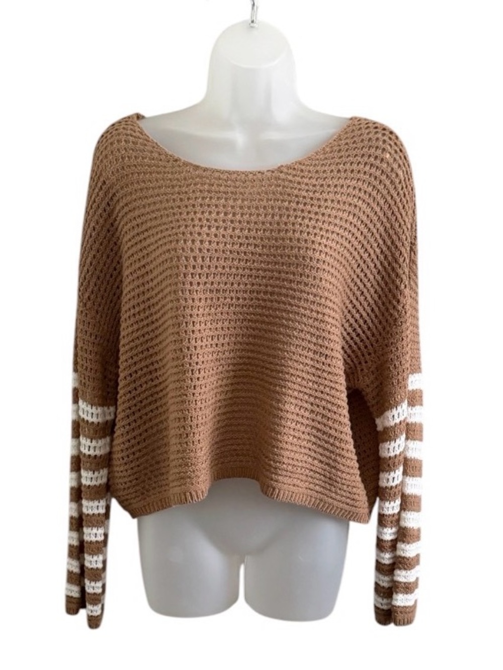 No Comment Juniors Open-Knit Boxy Cropped Sweater